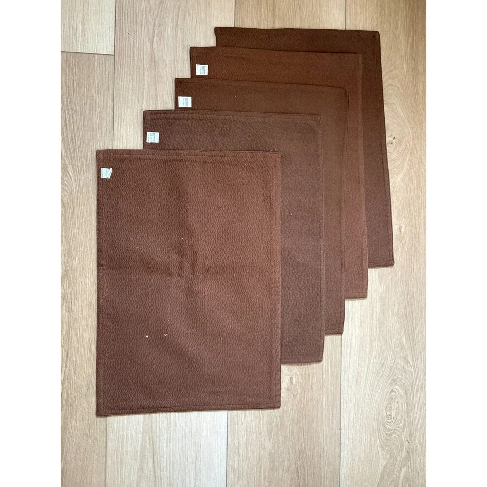 World Market Brown Placemats Set of 5 Diamond Weave 100% Cotton Made in India